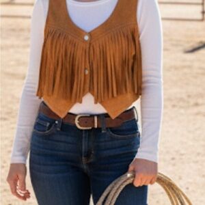 Tan Fringe Vest used